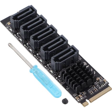 Carte d'extension PCIe 3.0 avec 5 ports SATA pour disques durs, fonction PM incluse, accessoire informatique PH56 M2 (1/5)