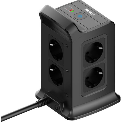 Multiprise Tour Verticale Rotative 360° avec Ports USB, Câble 2m, Protection Surtension, Base Antidérapante pour Bureau (1/5)