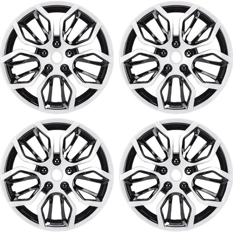 4 pièces 15 pouces couvercle de jante de roue enjoliveurs à clipser élégant remplacement de moyeu ABS pour Peugeot 208 argent noir. (1/4)