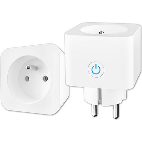 Prise Connectée WiFi (FR) 16A 3680W Mesure de Consommation Électrique Prise Intelligente compatible avec Google Home, Contrôle, Horaires/Minuterie (1/5)