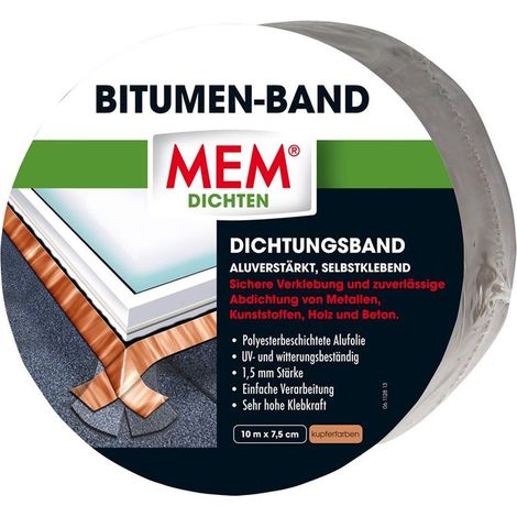 MEM Bitumen-Band 10 m x 7,5 cm kupfer Dachpappe & Bitumen (1/4)