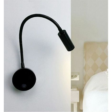 Liseuse de chevet LED 3W Liseuse LED Cygne flexible (Noir) Applique murale Liseuse LED avec interrupteur Blanc chaud 3000K Moderne 3076cm (1/4)