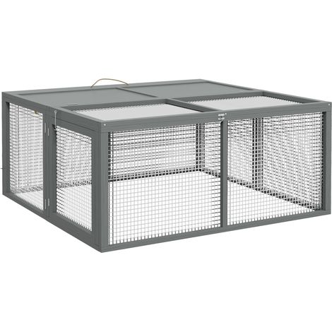 Parque plegable de madera para conejos enanos y cobayas 110 x 105 x 50 cm (1/4)