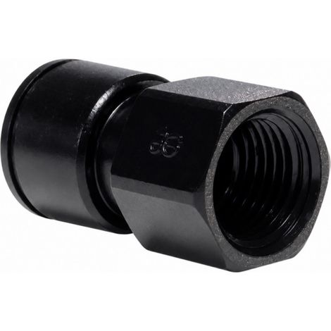 Adattatore femmina in acetale, nero, fondo piatto, 3/4, per tubo da 8 mm