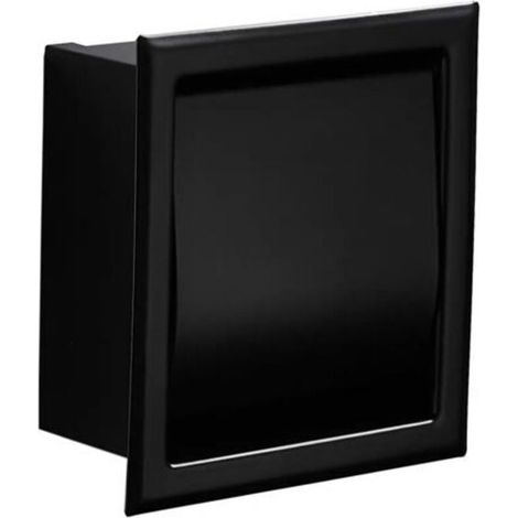 Sollbry – Porte-papier toilette encastré noir mat – Support mural en acier inoxydable – Dimensions 16,5x15,5x7,4cm – Pour salle de bain et cuisine