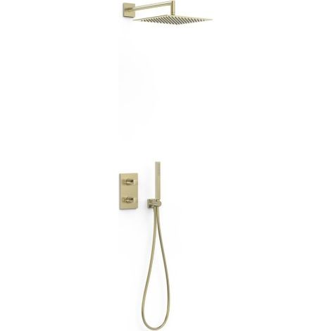 Kit robinet thermostatique encastré 2 voies pour douche Therm-box Cava doré - TRES 21135004CA
