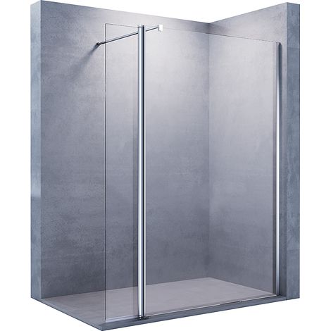 SONNI Walk In Dusche Duschwand mit 30cm Seitenteil Duschabtrennung Duschkabine mit Stabilisator Nano ESG Glas 8mm 110x200cm mit 30cm Schwenktür