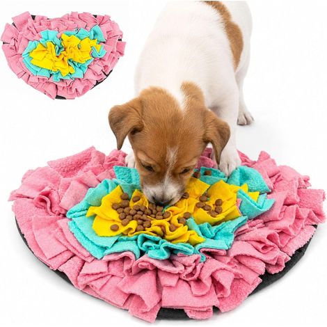 Tapis De Fouille Chien Cœur Forme, Tapis Olfactif pour Chien Antidérapant pour Petite et Moyenne Taille, Accessoire De Dressage pour Chien Soulage L'anxiété et L'ennui, 31x22cm Rose (1/5)