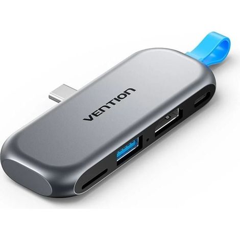 Docking sin cables usb tipo-c vention thyh0/ 1xusb/ 1xhdmi/ 1xusb tipo-c pd/ 1xlector de tarjetas/ gris