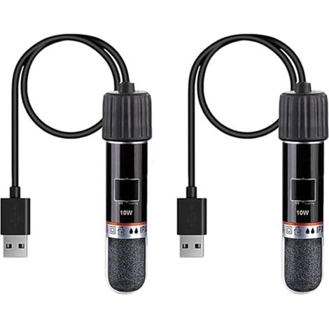2PCS USB Aquarium Heater 10 W Mini Aquarium Heating Rod with Thermostat, Thermostat Aquarium Turtle Heater for Small Aquariums for Salt Water and Freshwater