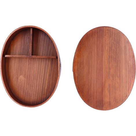 Boîte Bento Ovale en Bois pour Sushi - Rangement Alimentaire Adulte, Étudiant, Bureau (1/5)