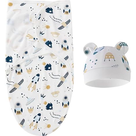 Verstellbare Puckdecke + passende Mütze, geeignet ab Geburt, Unisex-Schlafsack