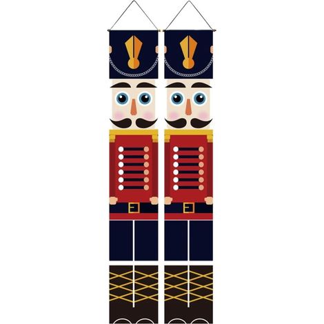 Bannière De Porte De Noël - Soldat Thème Festif - Intérieur Extérieur - 30x180 Cm - Polyester - Pour Entrée Maison Jardin Fête (1/5)