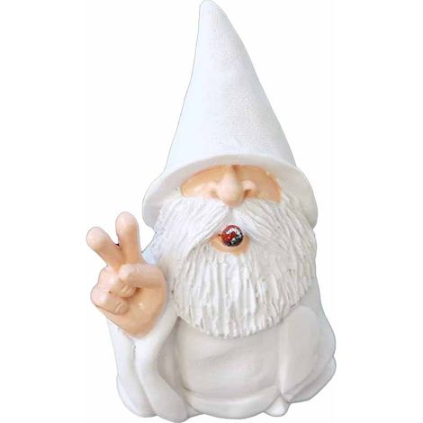 Nain De Jardin - Statue En Résine Extérieure - Nain Avec Chapeau Blanc Et Doigt Levé - 32 cm - 1 Pièce (1/5)