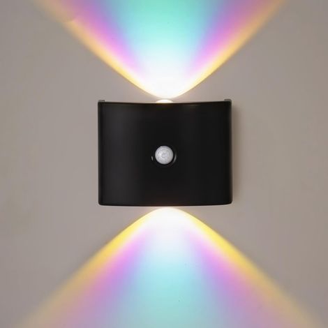 Lampe Magnétique LED Rechargeable Noire Effet Néon, Capteur de Mouvement Sans Fil, Fixation Aimantée, Lot de 2, Éclairage d'Ambiance (1/5)