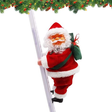 Décor De Noël Santa Claus Escalade Échelle - Fonctionne Avec Piles AA - Pour Arbre De Noël Porte Mur Jardin - 1 Pièce (1/5)