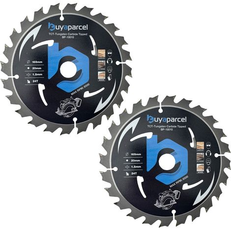 2x BAP Trade Pro Circular Saw Blade 165mm X 20 24 Teeth Carbide Tipped Long Life (1/5)