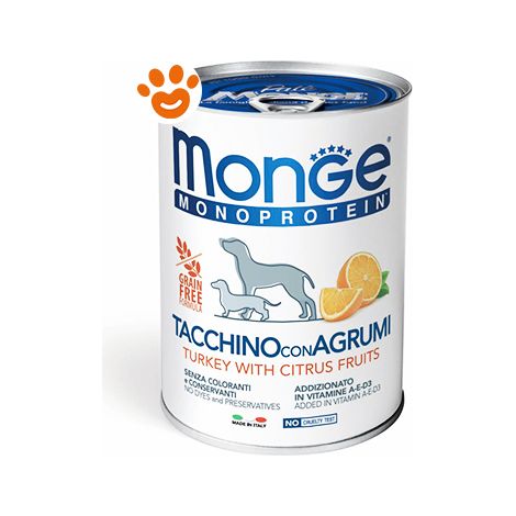 Monge Dog Monoprotein Adult Patè Tacchino e Agrumi - Monge Dog Monoprotein Adult Patè Tacchino e Agrumi - Lattina Da 400 Gr