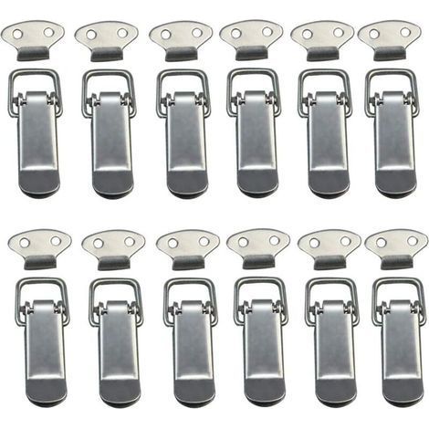 Lever Latch, Spring Latch, 12 pcs Toggle Latch Spring Clasp with Hook Stainless Steel Spring Latch for Cabinet, Box, Drawer, Cabinet- (1/5)