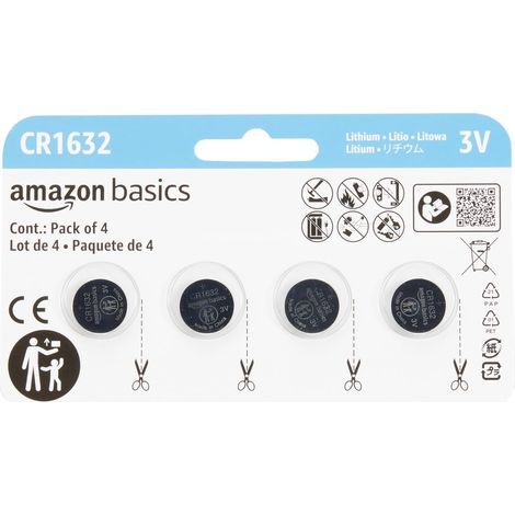 Lot de 4 piles bouton CR1632 au lithium, 3 V, puissance longue durée, sans mercure (1/5)