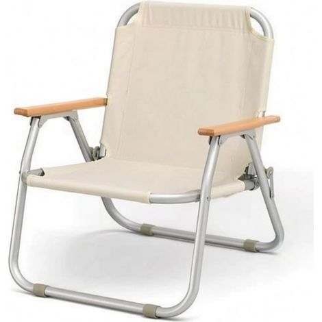 Fauteuil Camping Pliant Léger Chaise Camping Pliante Portable Chaise Pliante pour Terrasse, Bas, Blanc Cassé (1/5)