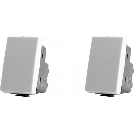 Kit 2 deviatore bipolare compatibile con matix interruttore pulsante 2p 16a 250v bianco
