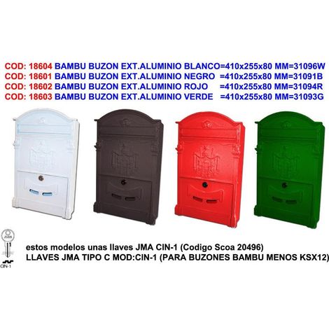 Buzón exterior de aluminio color negro 410x255x80mm 31091B (1/2)