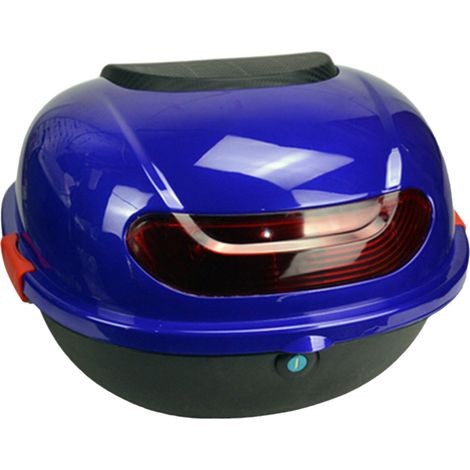 Coffre Moto Arrière Grande Capacité Imperméable Résistant aux Chocs Universel Top Case Scooter Bleu (1/5)
