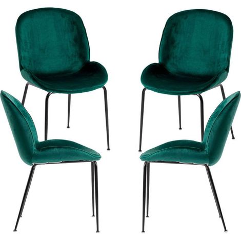 Packs Sillas Comedor - Pack 4 Sillas Bille Black Terciopelo - Verde (1/5)