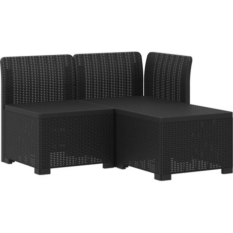 3-Seater Garden Sofa Rattan Look PP Anthracite vidaXL (1/5)