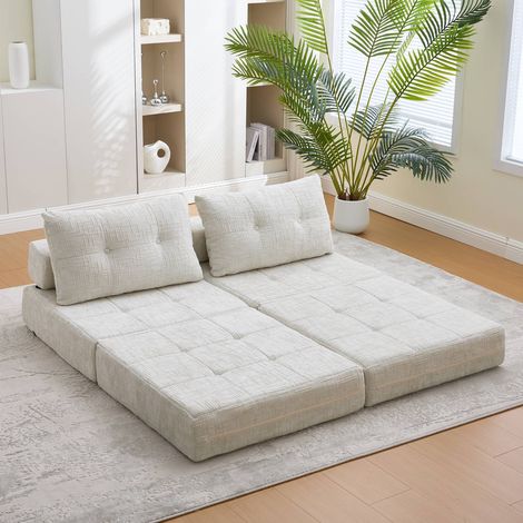 Canapé-lit pliable avec coussins matelas dossier convertible – canapé confortable salon chambre (1/5)