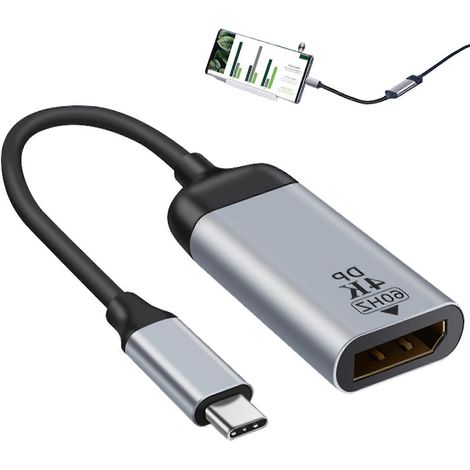 Convertisseur portable DP vers USB-C, conception plug-and-play, transfère facilement la vidéo et l'audio, boîtier en alliage d'aluminium, disponible en plusieurs couleurs. (1/5)