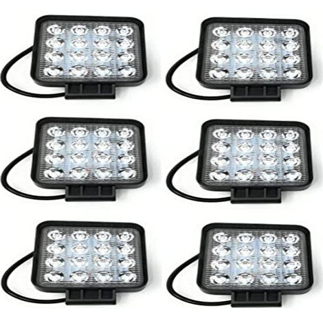 tempo di saldi 6 Fari 48W Quadrato Faretto Led Da Lavoro 16 Led Da 3W Di Profondità Auto Barca, 6 pezzi (1/6)