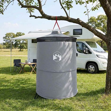 vidaXL  Pop-up Toilet Tent with Hanging Rope  Grey and Orange
