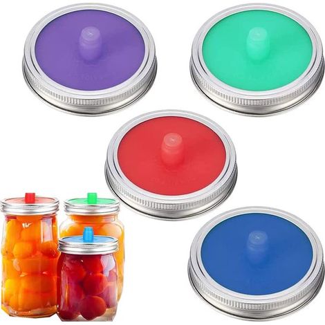 Ensemble de bocaux Mason Dailygoods (lot de 4) Accessoires de fermentation en silicone Grand couvercle Matériau alimentaire Joint de fermentation sans eau pour choucroute/kimch (1/5)