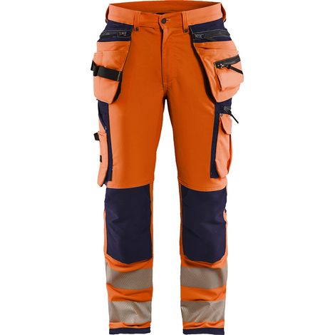 Pantaloni da lavoro ad alta visibilità artigianale stretch 4D 1997 - Arancione fluorescente/Marine 4XL - FR(58) - SE(C64) - Standard