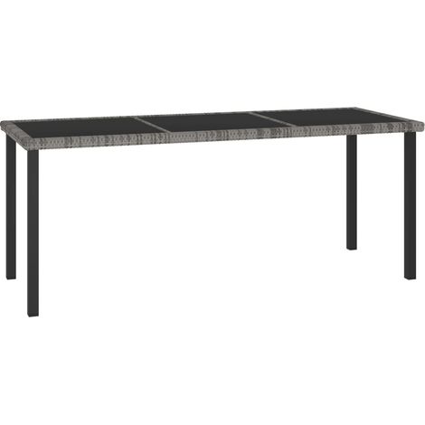 Garten-Esstisch Grau 180x70x73 cm Poly Rattan