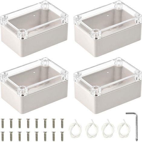 4 PCS Boite de Derivation IP65 Boite de Jonction Electrique Boitier Plastique Electronique Extérieur Boîtes de Jonction Étanches - 100 x 68 x 50 mm - pour Installations Électriques, Blanc (1/5)