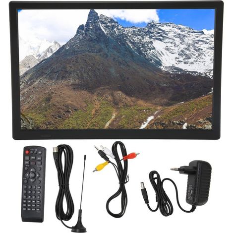 16-inch Portable TV, High-Sensitivity Tuner, Rechargeable Digital LED TV with Stand for Outdoor EU Socket 100-240V (1/5)