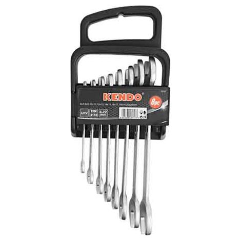 Serie Chiavi a Forchetta con Supporto Kendo Contenuto 6 7 20 22 mm 8 Pezzi (1/4)