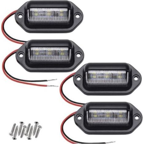Set di 4 luci targa a LED bianco xenon, 12V-24V DC impermeabili, design a 6 SMD per camion, SUV, rimorchi, camper e barche. (1/5)