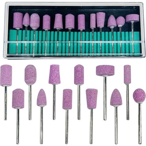 12 PCS Tête De Meulage - Accessoire De Meule - Outil Rotatif - Pour Polissage Et Sculpture Sur Métal Bois Plastique - Rose - 2,35mm (1/5)