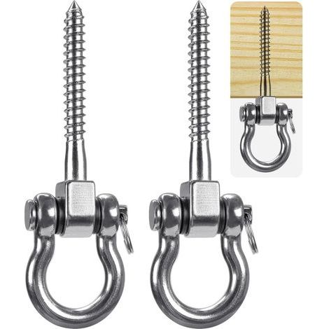 2 Pièces 900KG Capacité 304 Acier Inoxydable Crochet De Plafond, Suspension Trainer Kit de Suspension pour Chaise accrochante, Lampe accrochante, hamac, Sac de Boxe, entraîneur de Bride (1/5)