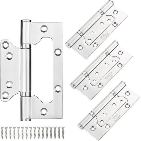 Argent Qrity 4x Charnières en Acier Inoxydable, 5 Pouces Rectangulaire Feuille 125mm Charnières de Porte.