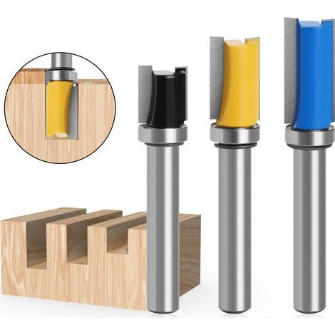 3pcs 8mm Tige Flush Garniture Routeur Bit Avec Bas Roulement Fraise à Copier Fraise Pour Menuiserie-Lame de Coupe 13mm, 20mm, 25mm (1/5)