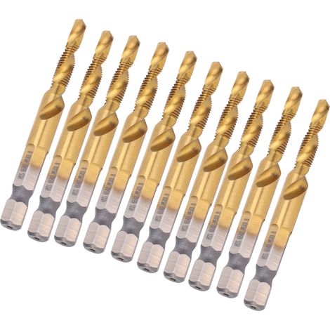 10 Forets à tarauder HSS 6.1, queue carrée, revêtement Titane, pour visserie M5, outils manuels (1/5)