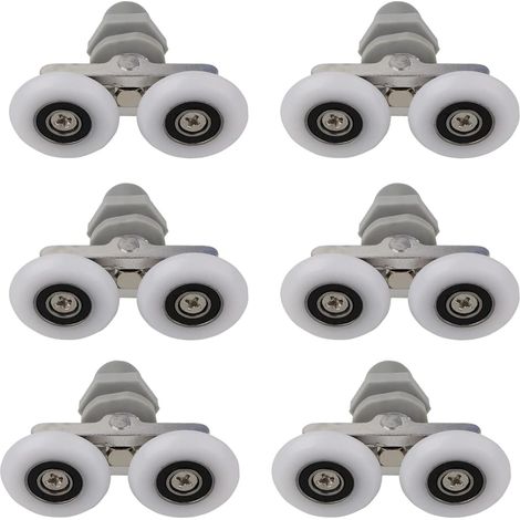BEBUSINGOTO 6PCS rouleaux de porte de douche, roues de porte de douche coulissantes de 25 mm, pour poulies à rainure coulissante portes en verre incurvées de 4 à 6 mm, trous de verre de 10 à 14 mm (1/5)