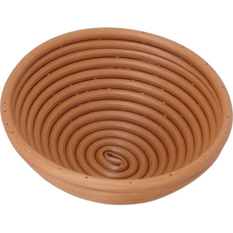 Panier à pain lavable, ustensile de boulangerie de style européen, panier tressé, assiette à fruits, rond jaune-brun, 16 x 6 cm (1/5)