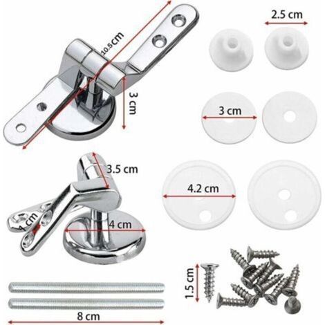 Charnière Abattant WC, Lot de 2 Charnières de Rechange pour Lunette de Toilette avec Fixations en Alliage (1/4)