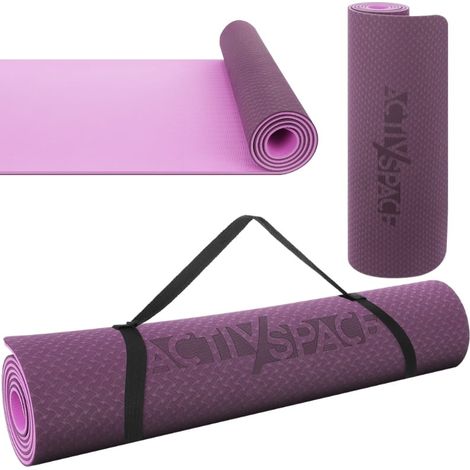 TPE-Matte für Fitness- und Yogaübungen, Schaumstoffpolsterung – rosa/violett – 0,6 cm